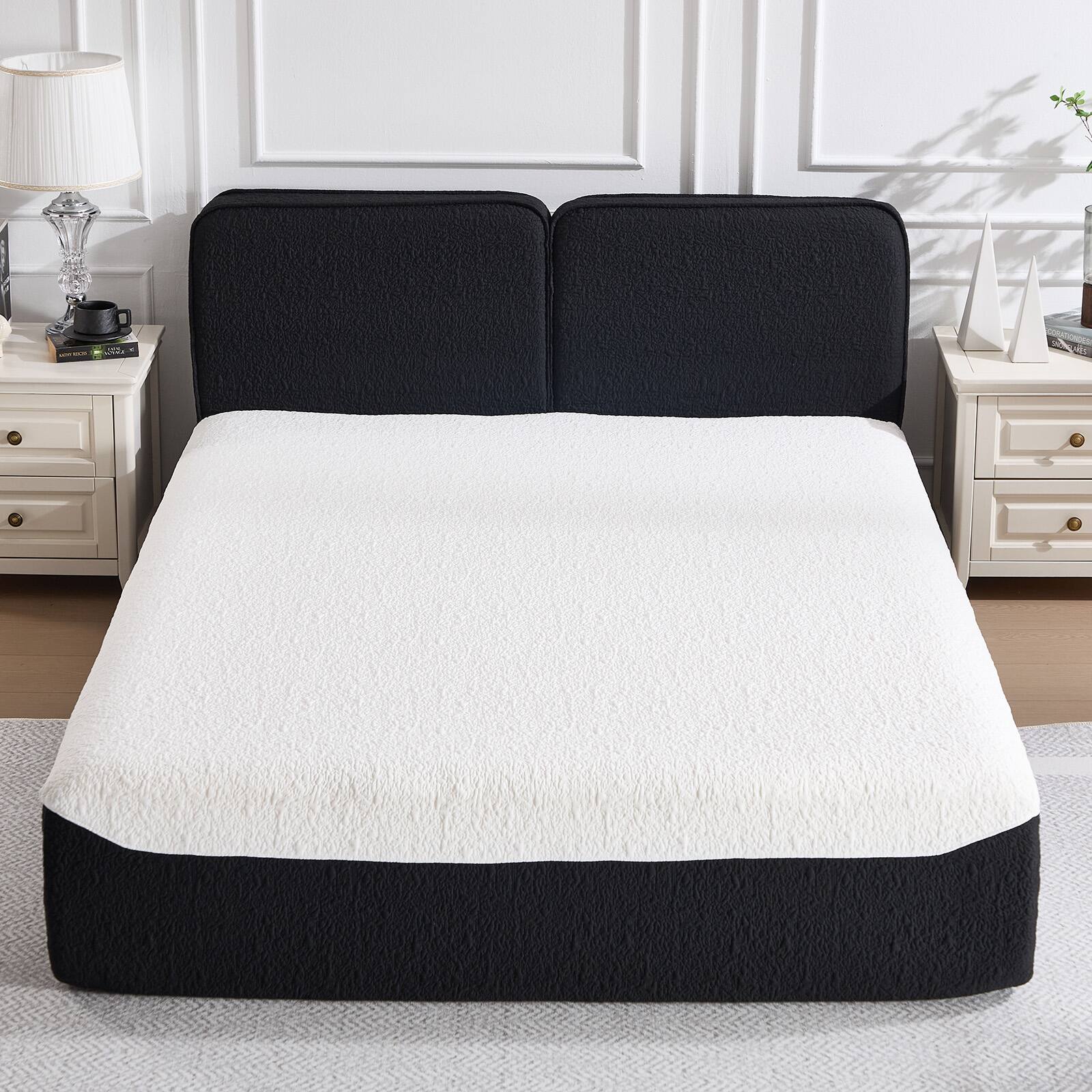 Alt View 2. Bestier - Compressed Bed with No Assembly Required, 3-Step Setup & Knitted Fabric Design - black.