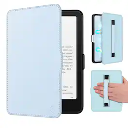 Kitcheniva - Slim Shell Case With Hand Strap For 7" Kindle Paperwhite (12th Gen 2024) - Sky Blue