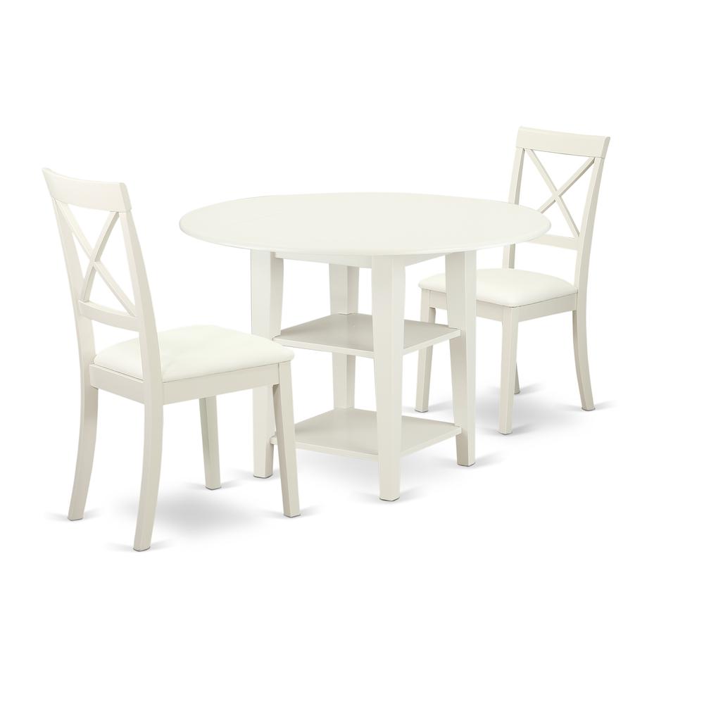 Back. East West Furniture - Dining Room Set Linen White - Brown.