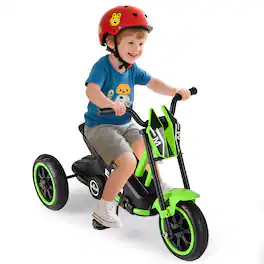 Gymax - Kids Tricycle w/Foot Pedals Forward/Backward Steering Handlebars Aged 3+ - Green