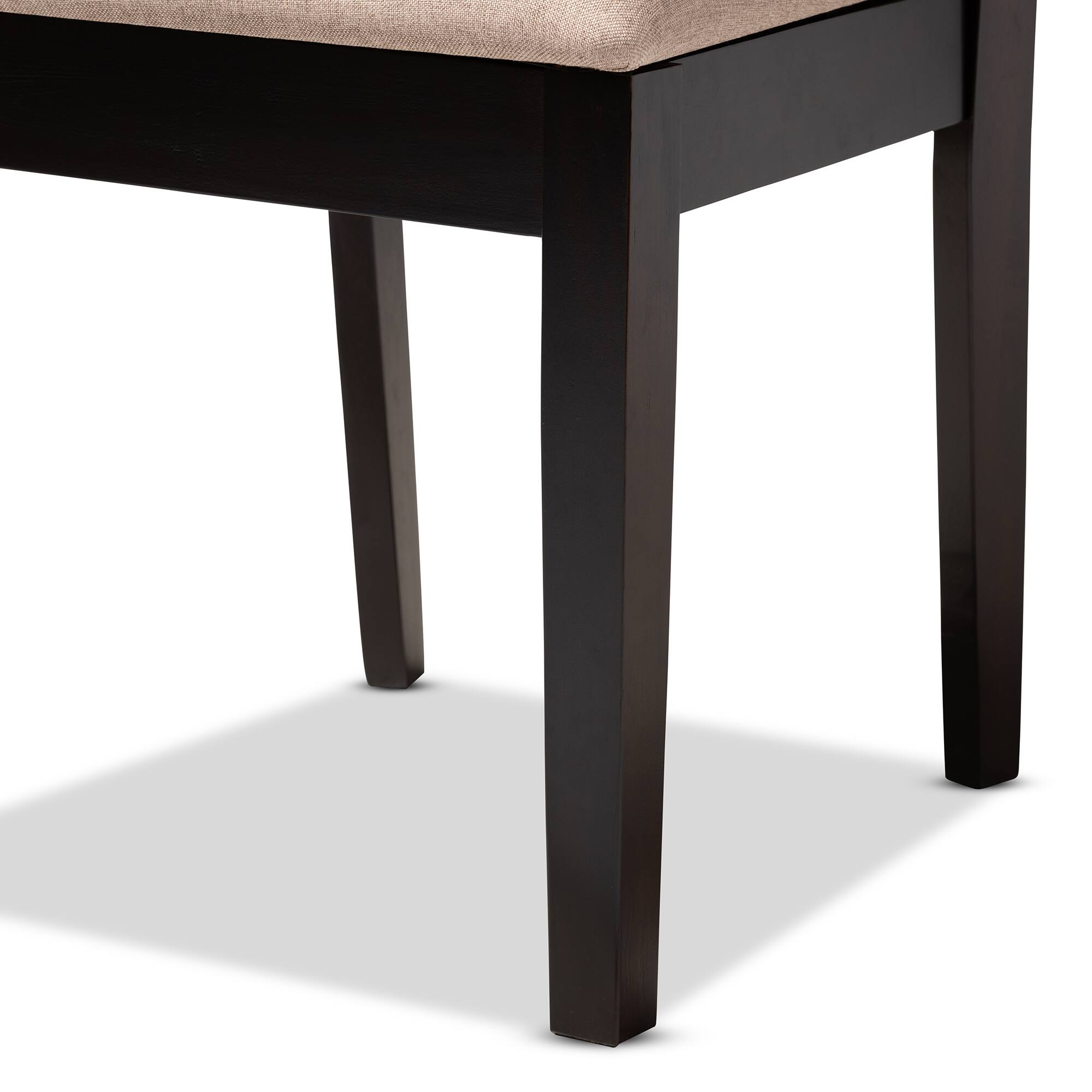 Back. Baxton Studio - Lenoir Modern and Contemporary Fabric Upholstered Espresso Finished Wood Dining Chair - Sand Brown/Espresso.