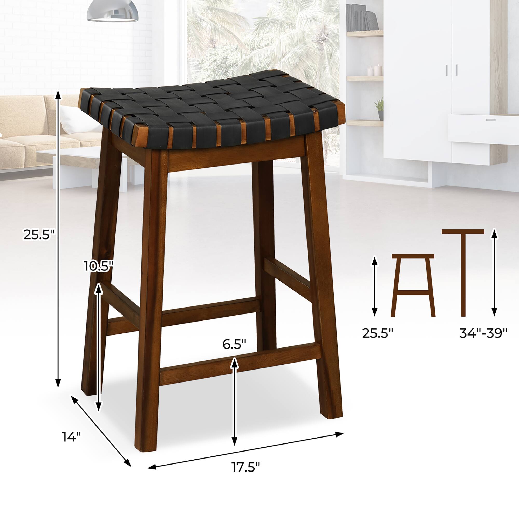 25.5" 10.5" 6.5" 25.5" 34"-39" 14" 17.5"
