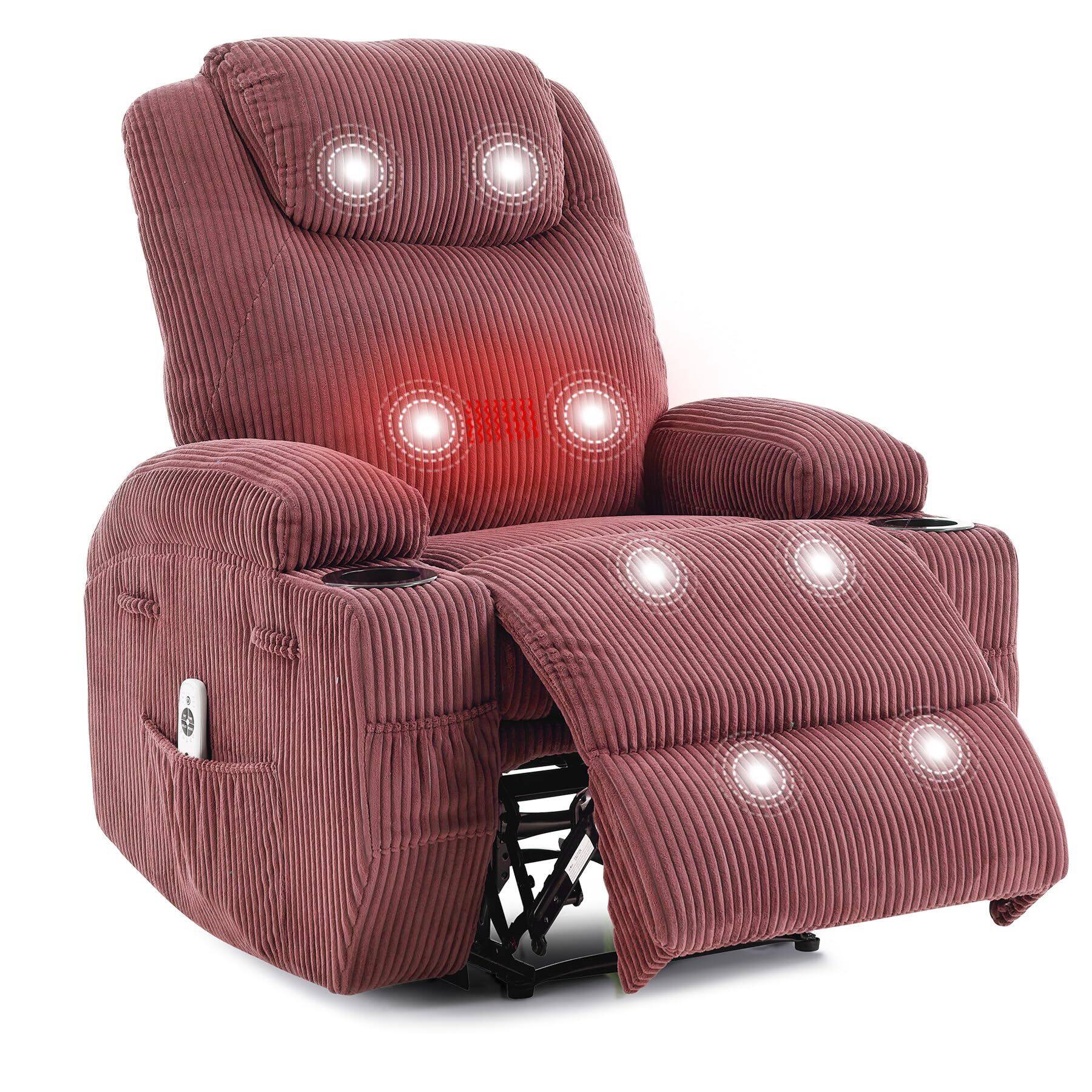 Alt View 1. Acekool - Massage Recliner Chair with Heat - Ultra-Comfortable Reclining (135° Adjustable), Dual Cup Holders - Pink.