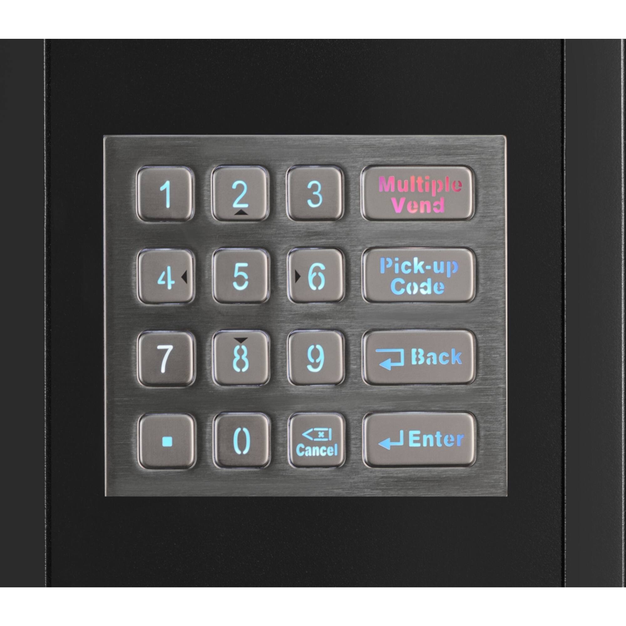 1 2 3 Multiple Vend  
4 5 6 Pick-up Code  
7 8 9 Back  
0 Cancel Enter