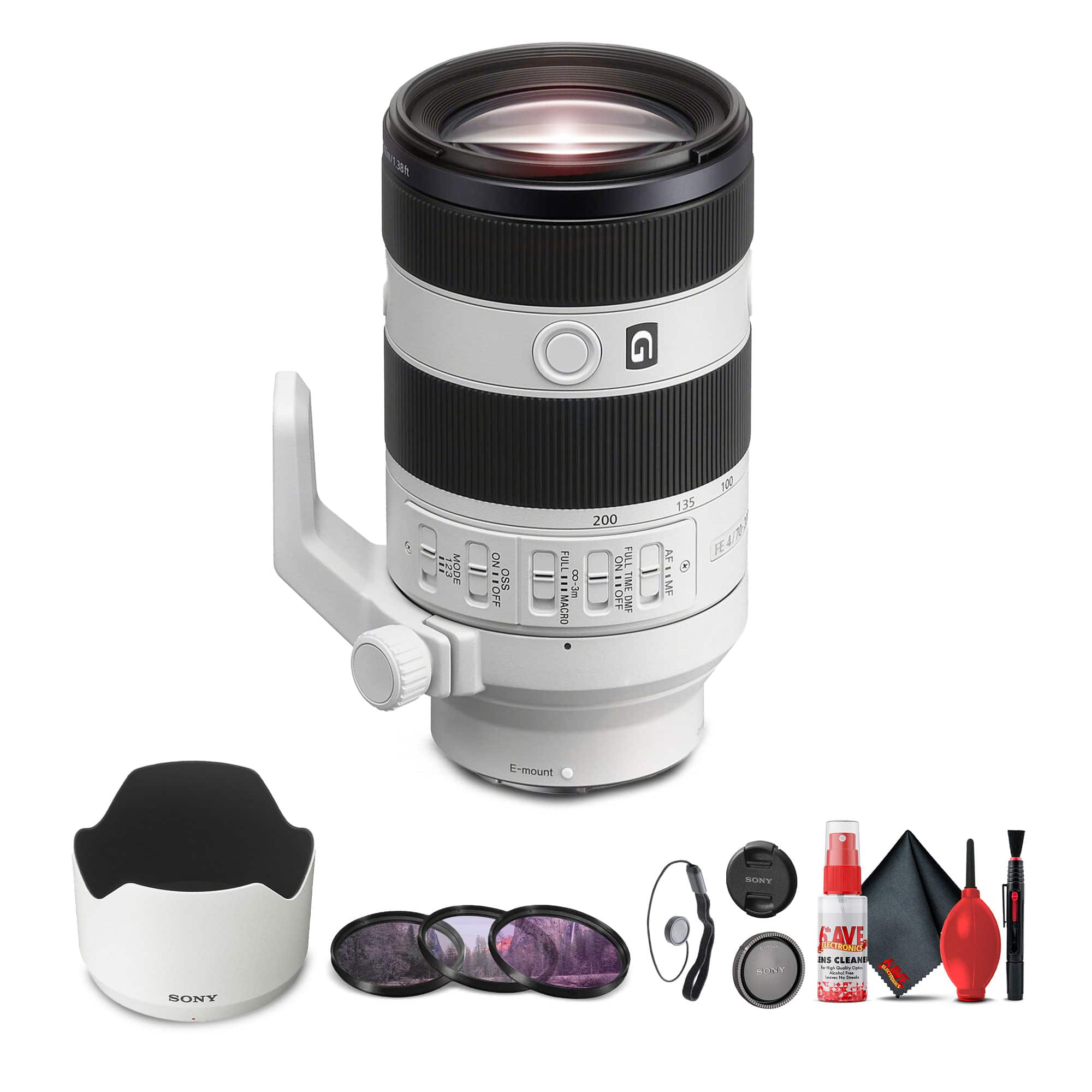 Sony - FE 70-200mm f/4 Macro G OSS II Full-Frame Compact Telephoto Zoom Lens - Bundle (International Version) - White