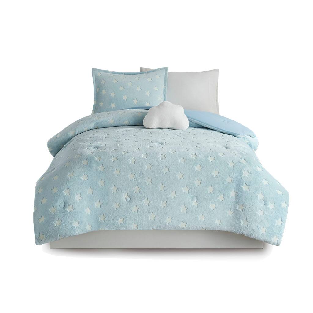 Gracie Mills - Euralia Starry Night Glow-in-the-Dark Plush Comforter Set - Thumbnail 3