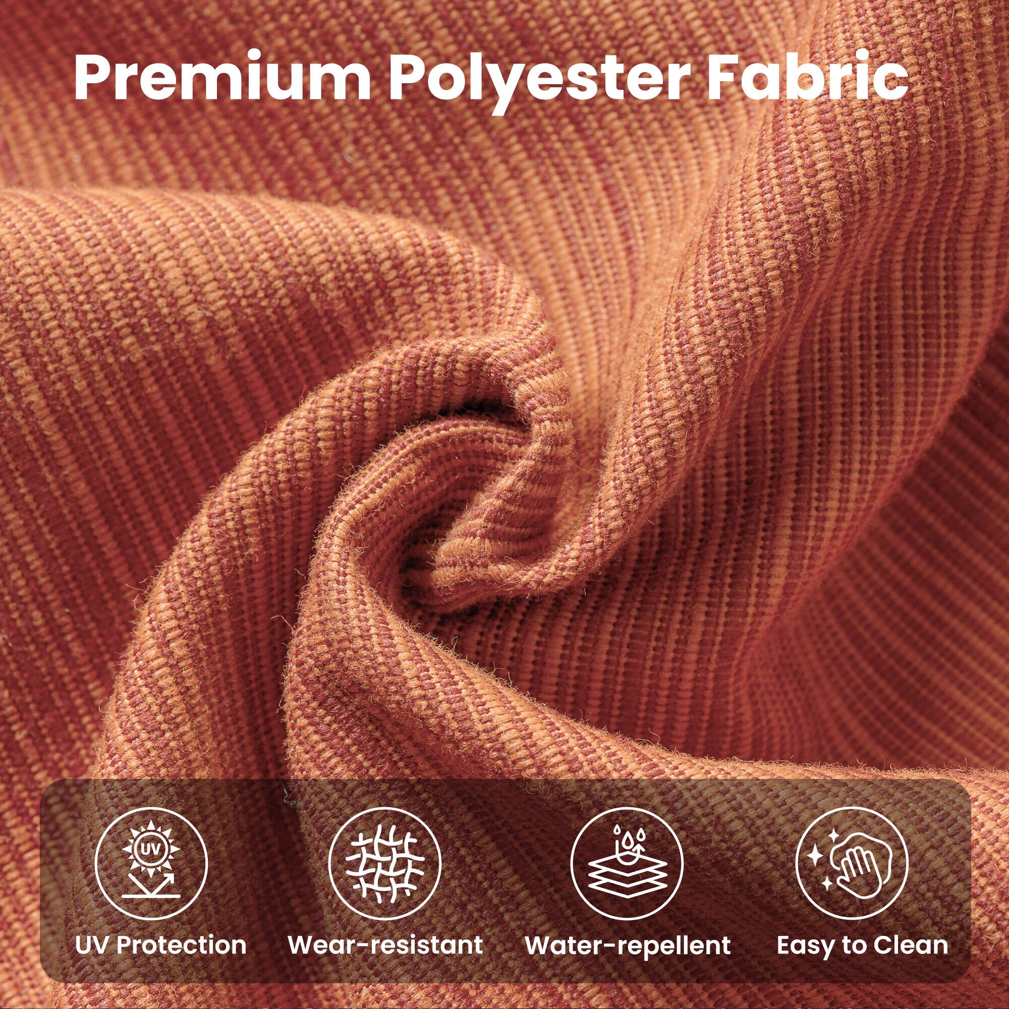 Premium Polyester Fabric

- UV Protection
- Wear-resistant
- Water-repellent
- Easy to Clean