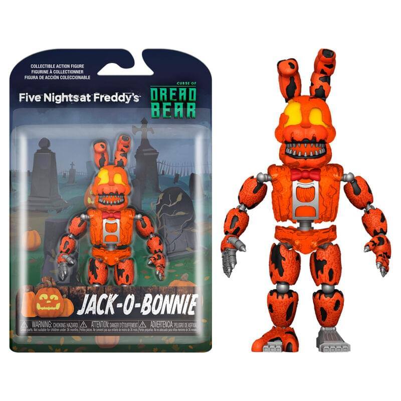 COLLECTIBLE ACTION FIGURE  
FIGURINE À ACTION  
FIGURINE A COLLECTIONNER  
FIGURA DE ACCIÓN COLECCIONABLE  

Five Nights at Freddy's  
CURE OF DREAD BEAR  

JACK-O-BONNIE  

WARNING: CHOKING HAZARD - Small parts. Not for children under 3 years.  
ATTENTION: PELIGRO DE ASFIXIA - Piezas pequeñas. No es adecuado para niños menores de 3 años.  
ADVERTENCIA: RIESGO DE ASFIXIA - Piezas pequeñas. No apto para niños menores de 3 años.