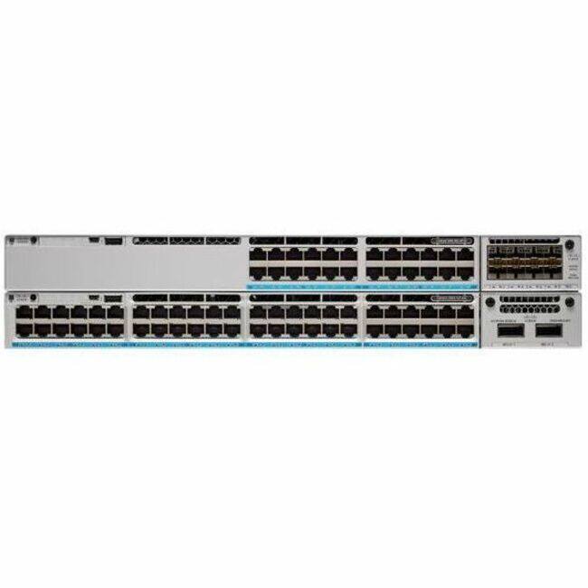 Front. Meraki - Cisco Catalyst C9300-48T-M Ethernet Switch - 48 Ports - Manageable - Gigabit Ethernet - 10/100/1000Base-T - 3 Layer - Gray.