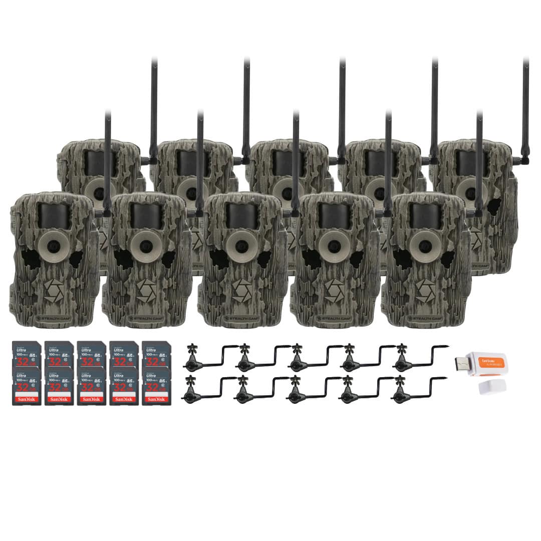 Stealth Cam - Fusion Max 36MP w/ 80ft Detection & Holder 32GB (10 Pack)
