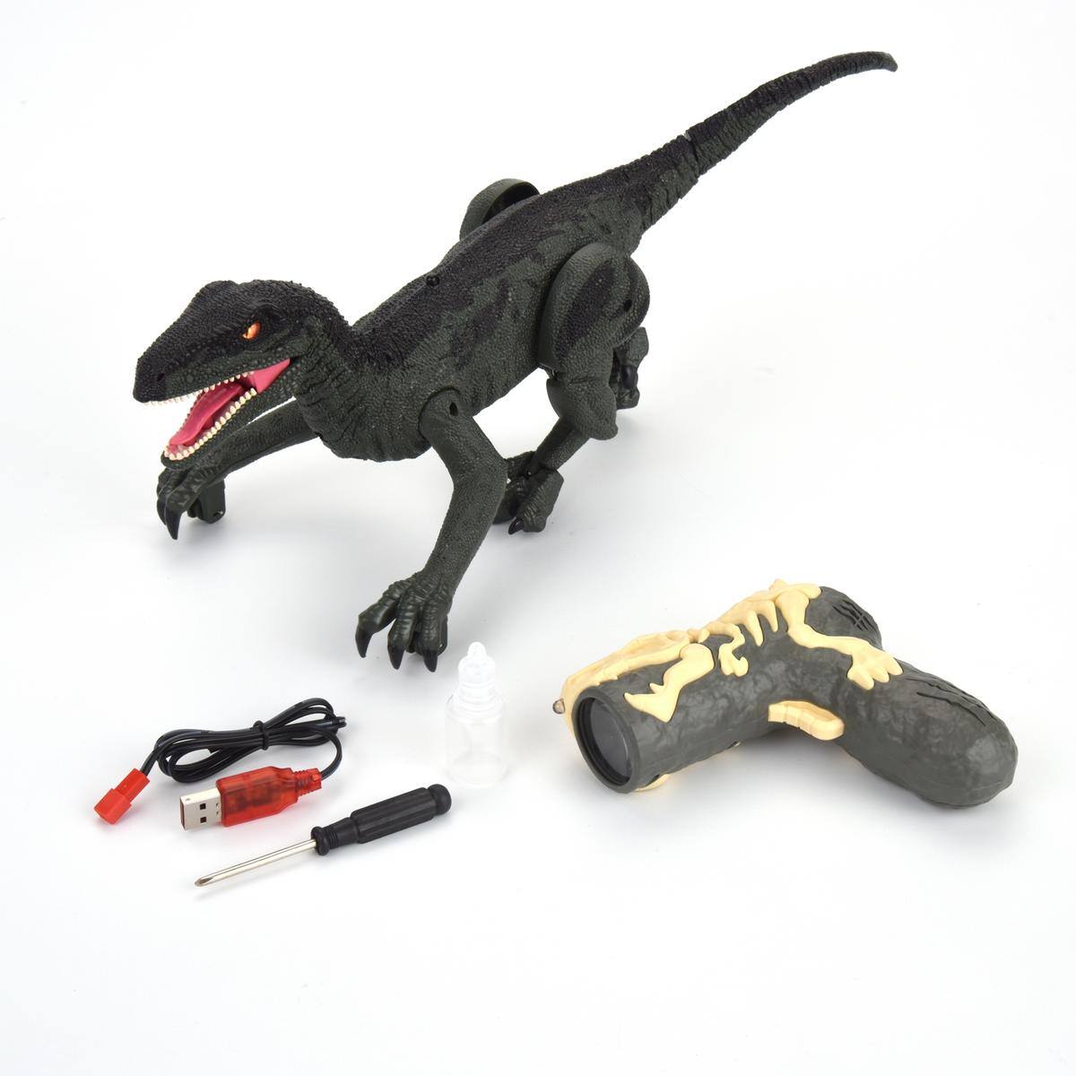 Alt View 1. JuzToys - Remote Control Dinosaur for Boys 4-7, Dinosaur Toy for Kids, Walking Velociraptor With Light & Sounds (Green) - Green.