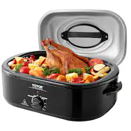 VEVOR - Electric Roaster Oven, 20 QT Turkey Roaster Oven with Self-Basting Lid, 1450W Roaster Oven with Defrost & Warm Function - Black