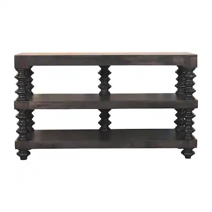 Front. Artisan Furniture - Artisan Furniture Solid Wood Spindle Shelf Console in Carbon Ash, 2 shelves - Brown.
