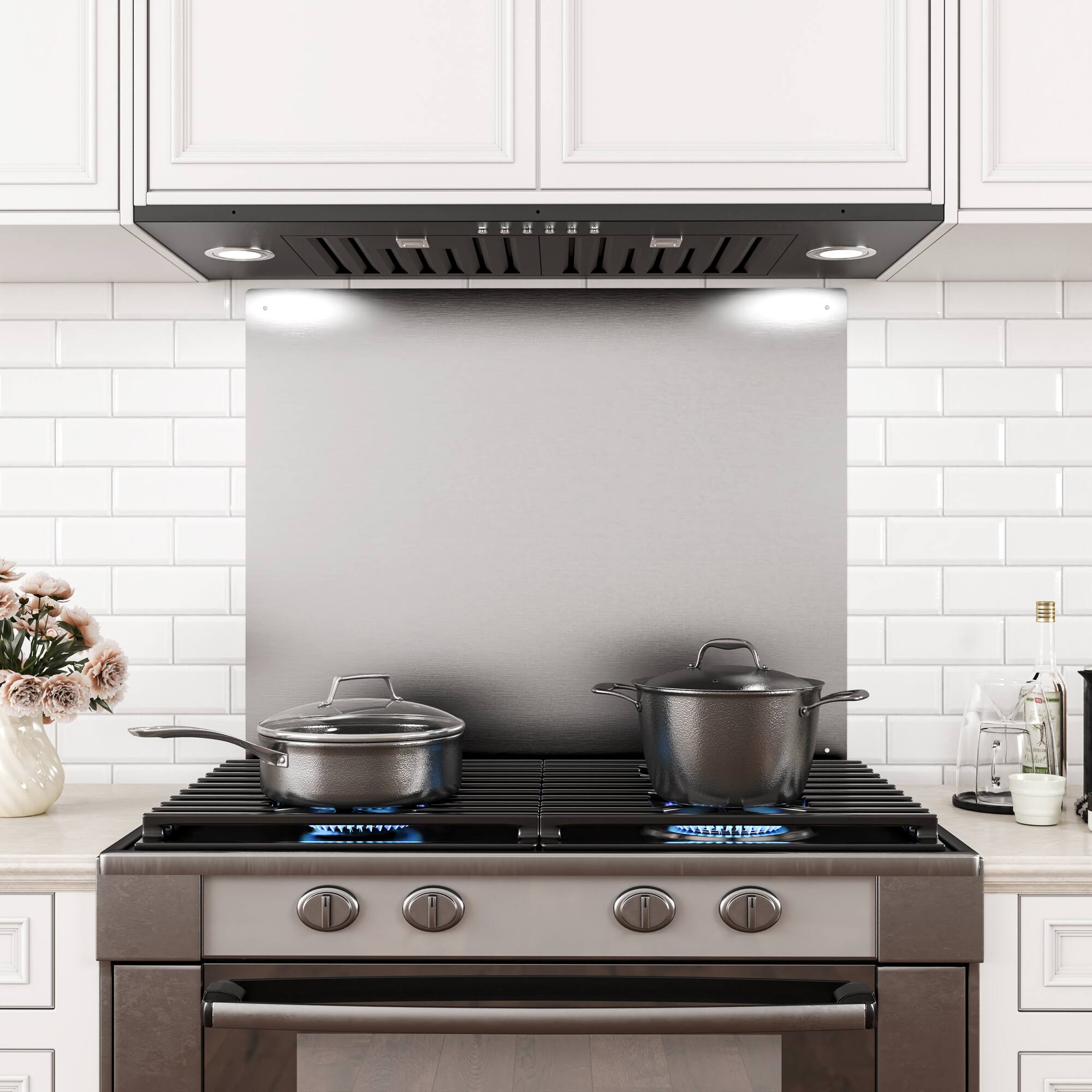 Alt View 2. Onefly - 30x24 Kitchen Backsplash for 30" Range - Stainless Steel - stainless steel.