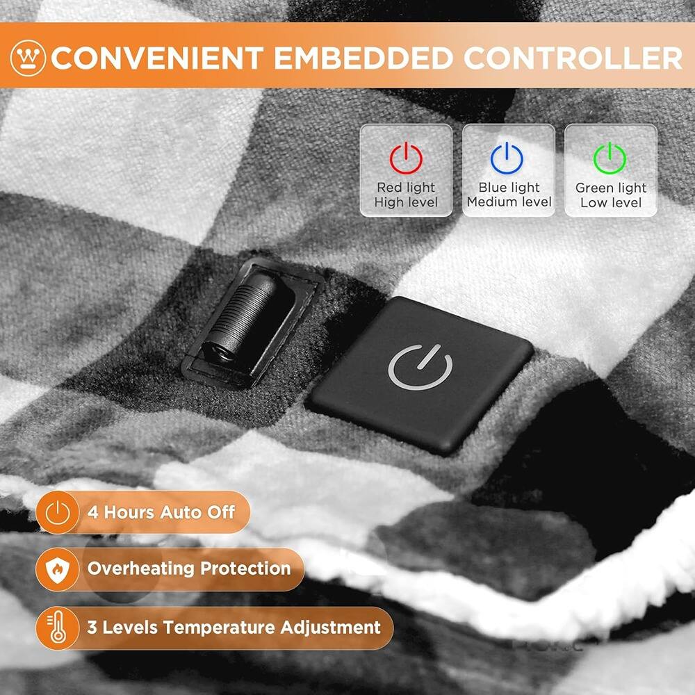 CONVENIENT EMBEDDED CONTROLLER

- Red light: High level
- Blue light: Medium level
- Green light: Low level

- 4 Hours Auto Off
- Overheating Protection
- 3 Levels Temperature Adjustment