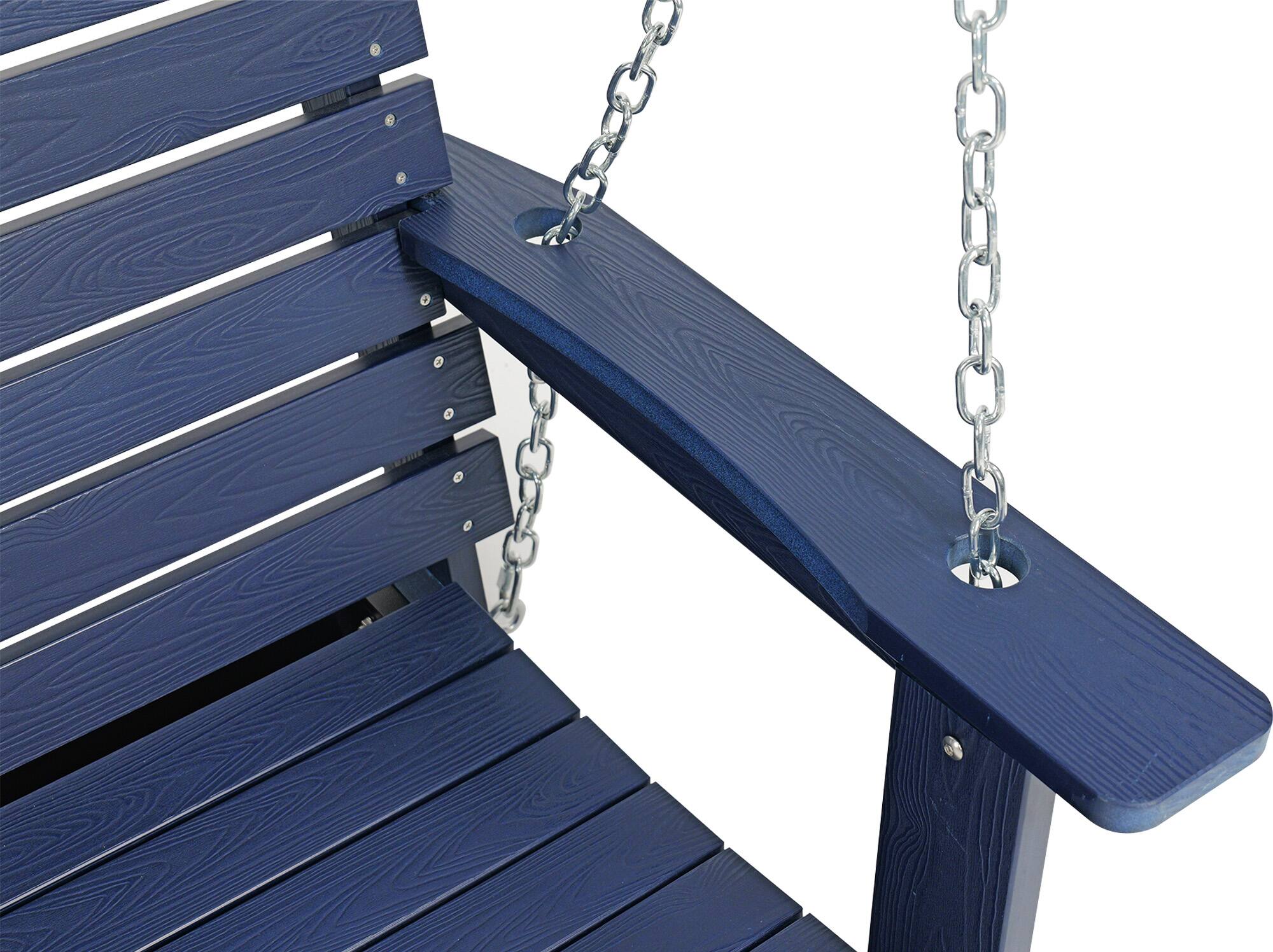 Alt View 7. Fortune Candy - HIPS Poly Lumber 3-Seat Porch Swing, 5ft Bench Swing with Foldable Cup Holders & 18/8 Steel Hardware - Navy Blue.