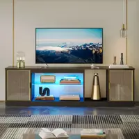 Bestier - TV Cabinet with Storage and LED Light Strips for TVs Up to 75" - Black - Front_Zoom