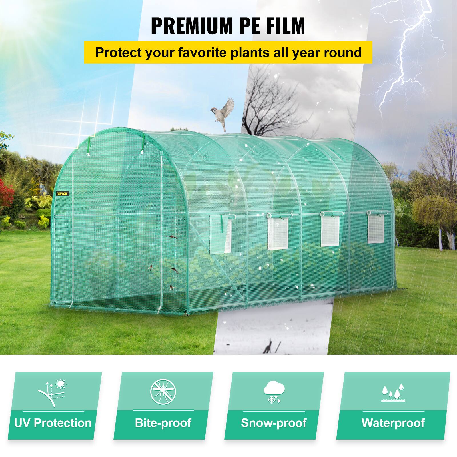 PREMIUM PE FILM
Protect your favorite plants all year round

UV Protection
Bite-proof
Snow-proof
Waterproof