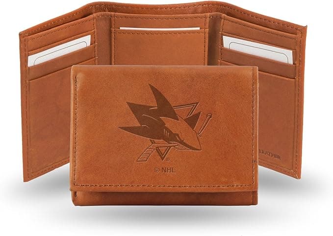 Rico Industries - San Jose Sharks Brown Leather Embossed Trifold Wallet - Multi