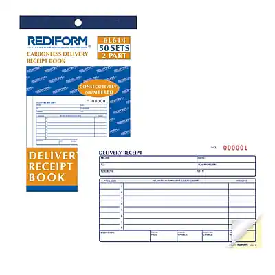 Rediform Carbonless Delivery Receipt Books, 4 1/4