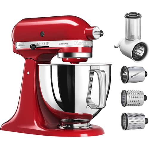 KitchenAid - Artisan Series 5-Quart Tilt-Head Stand Mixer with Fresh Prep Slicer/Shredder KSM150FBER - Empire Red