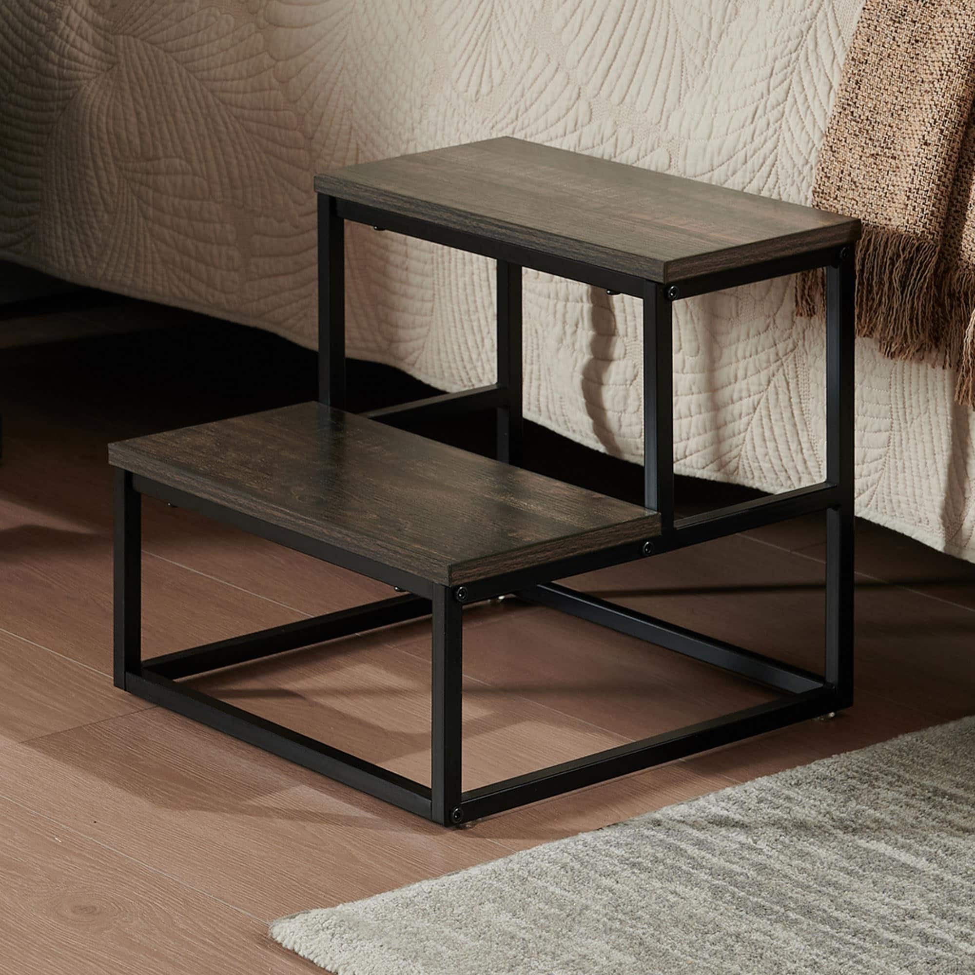 Kings Brand Furniture - Axel 2-Step Step Stool – Lightweight, Durable & Modern Design Wooden Steps & Metal Frame - Black price history on PriceWatchPro