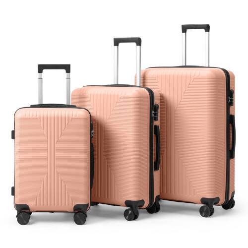 Alt View 7. Winado - 3-in-1 20" 24" 28" Trolley Carry On Luggage Set Spinner Wheels Lightweigh Hardside PP Suitcase Sets with Built-in Lock - Rose Gold.