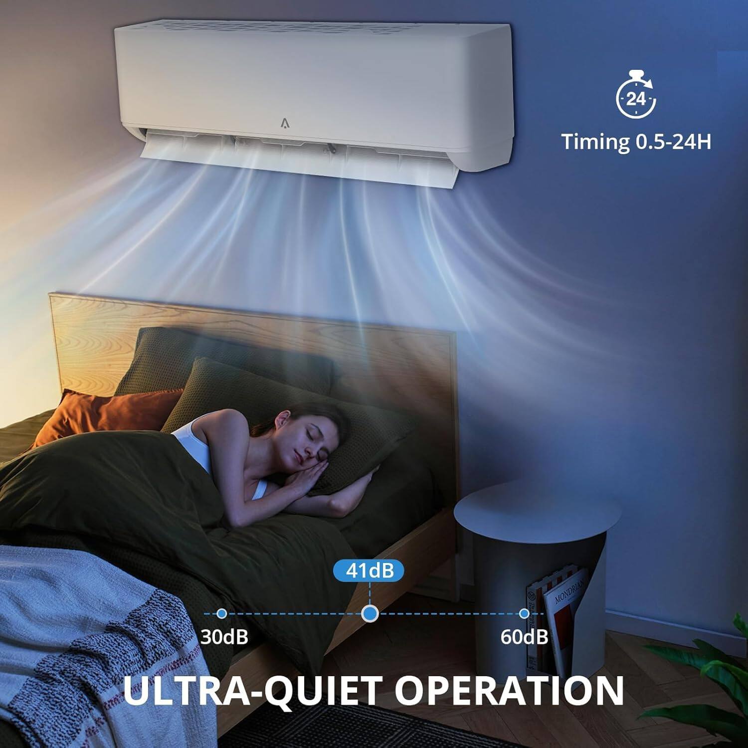 - Timing: 0.5-24H
- Ultra-Quiet Operation
- 30dB
- 41dB
- 60dB