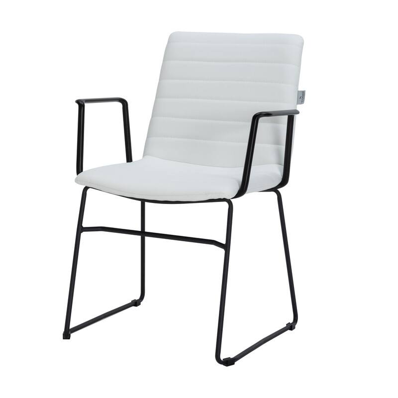 Alt View 5. LeisureMod - Zylar Office ArmChair with PU Leather, Foam Cushion, Stainless Steel Base & Ergonomic Support - White.