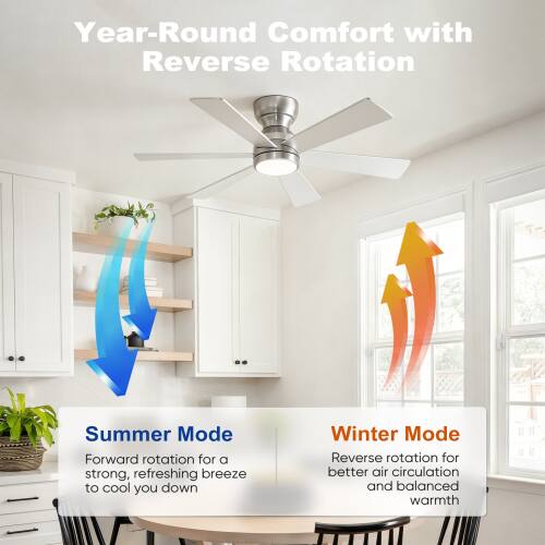 Year-Round Comfort with Reverse Rotation

Summer Mode
Forward rotation for a strong, refreshing breeze to cool you down

Winter Mode
Reverse rotation for better air circulation and balanced warmth