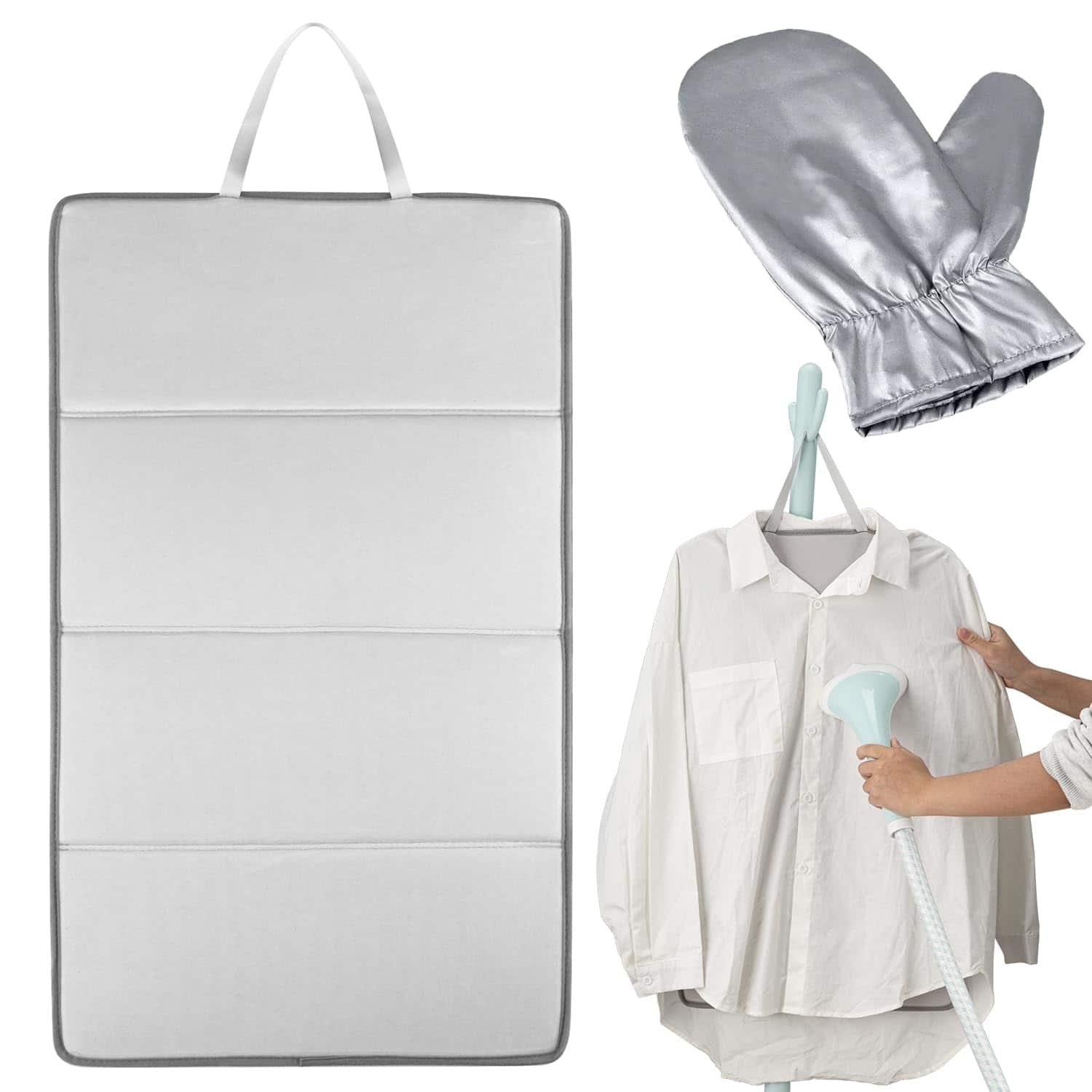 DORLUKFU - Steamer Board for Clothes with Garment Steamer Ironing Gloves,Stand for Steaming Clothes,Steamer Pad,Hanging Ironing