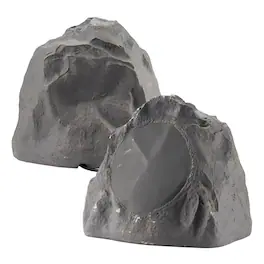 Theater Solutions by Goldwood - 2R8SG Outdoor Slate 8" Rock 2 Piece Speaker Set for Deck Pool Spa Yard Garden - Slate Gray