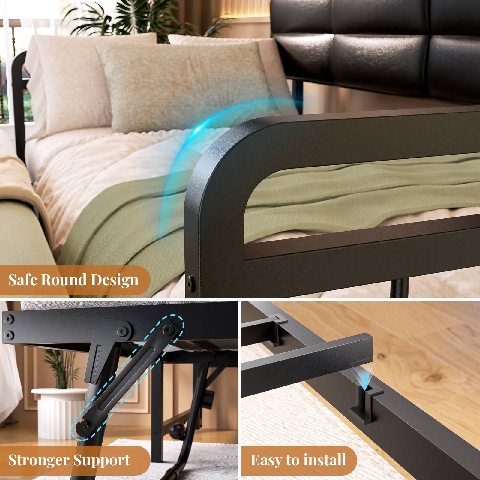 Safe Round Design  
Stronger Support  
Easy to install