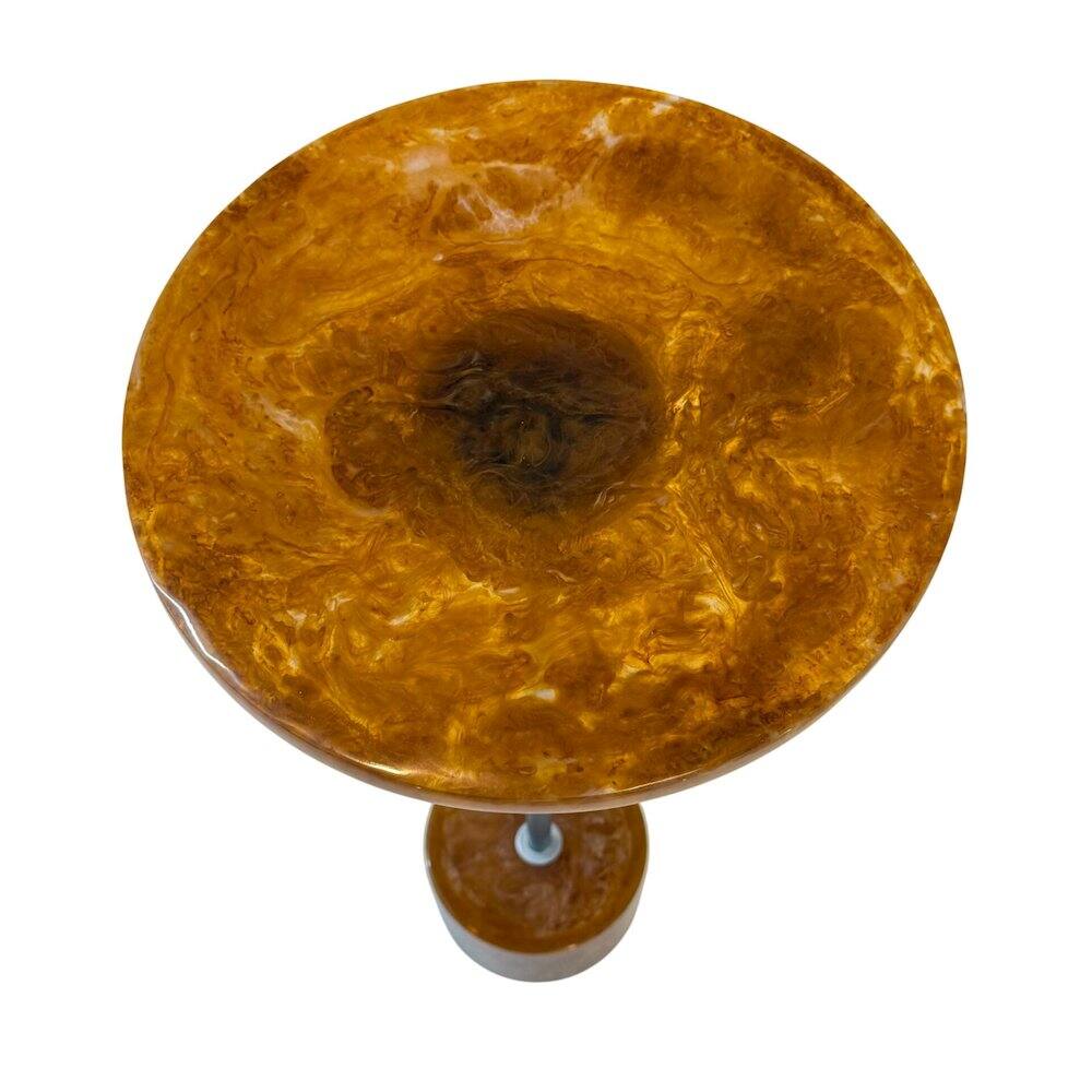 Alt View 1. Carolina Chair & Table - Amber Glow Pedestal Table - Nickel - Nickel.