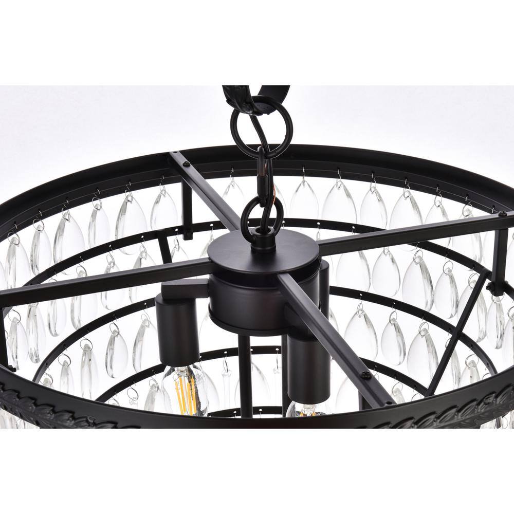 Alt View 2. Elegant Lighting - Nordic 5 lights black pendant - Black And Clear.