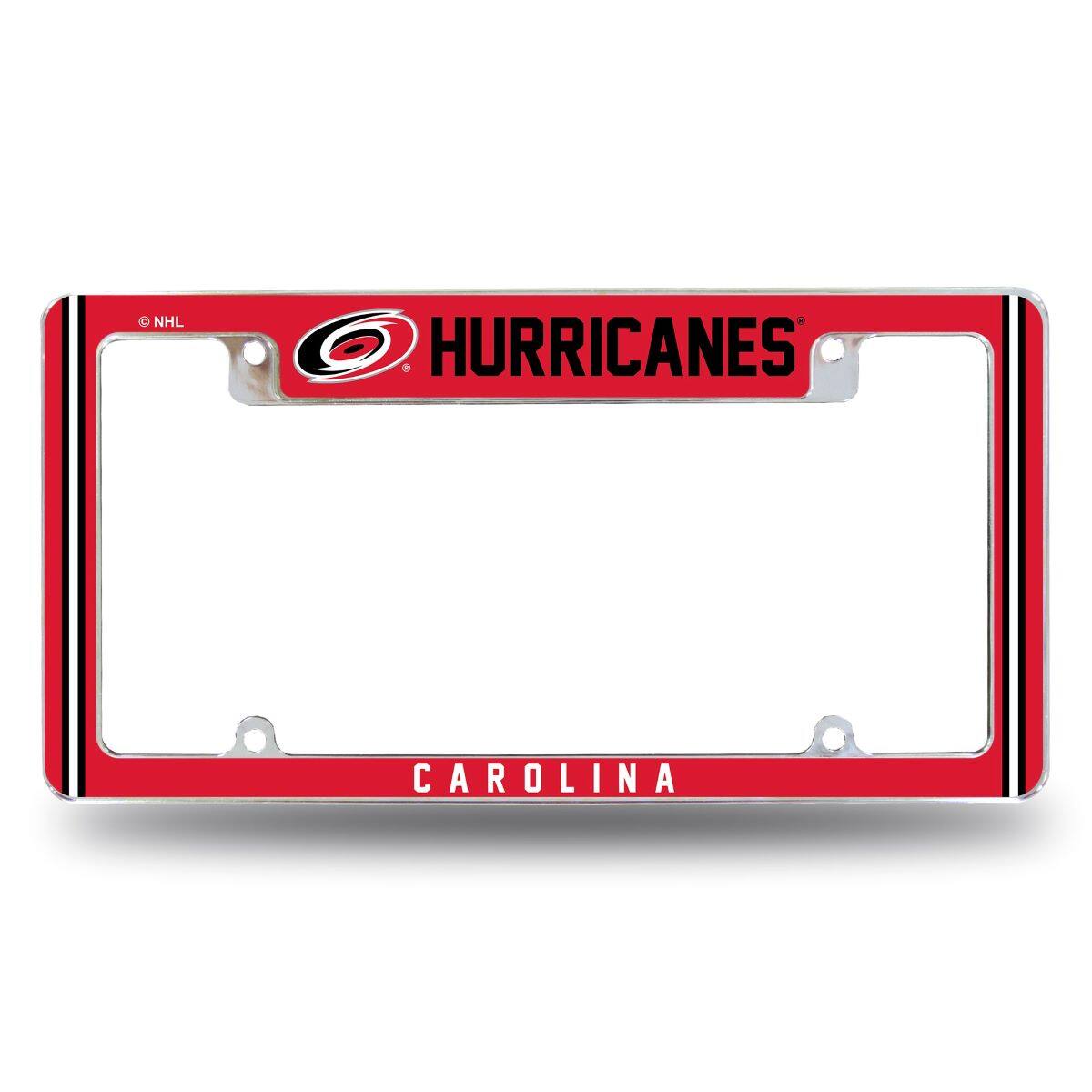 Rico Industries - Carolina Hurricanes Chrome Metal License Plate Frame with Full Frame Team Color Graphics - Multi