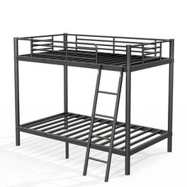 Ecooso - Metal Bunk Bed, Twin Over Twin Size - Black