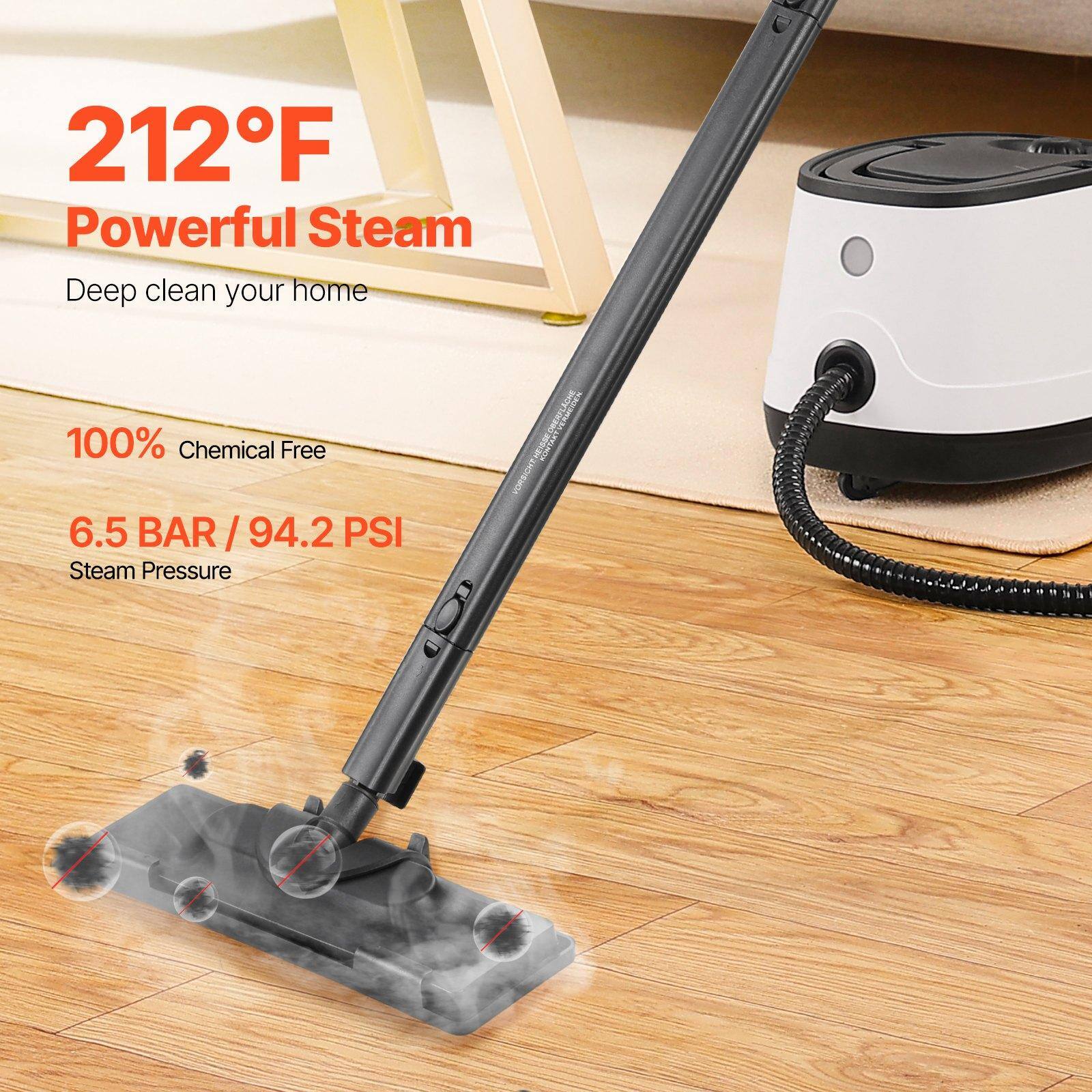 212°F  
Powerful Steam  
Deep clean your home  

100% Chemical Free  

6.5 BAR / 94.2 PSI  
Steam Pressure