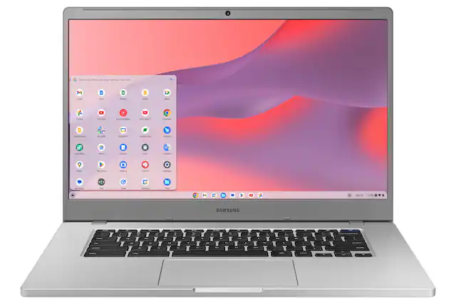 Front. Samsung - 15.6" Chromebook 4+ - Intel Celeron - 4GB Memory - 64GB eMMC - Platinum Titan.