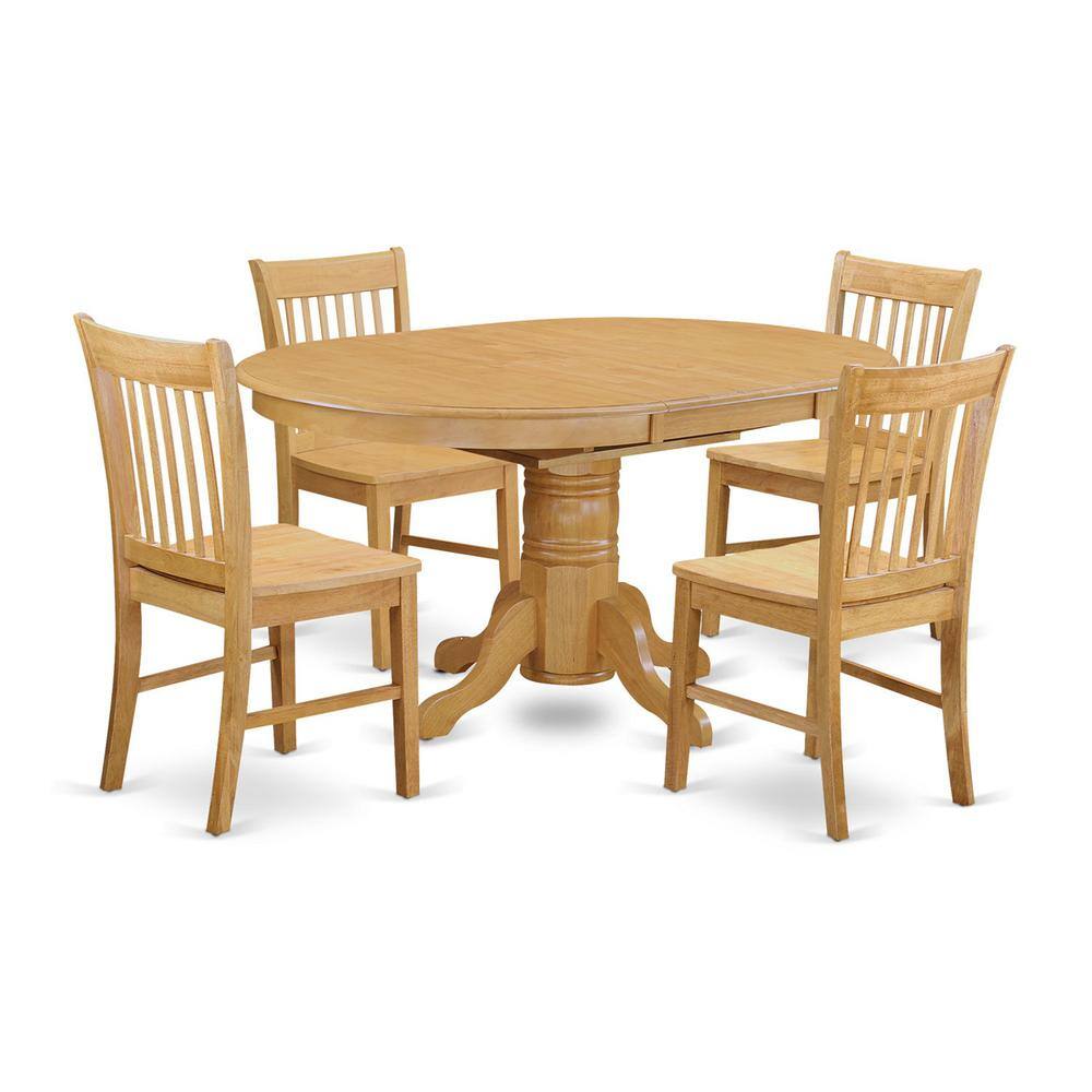 Back. East West Furniture - 5 Pc Dinette Table set - small Kitchen Table and 4 Dining chair - Oak.