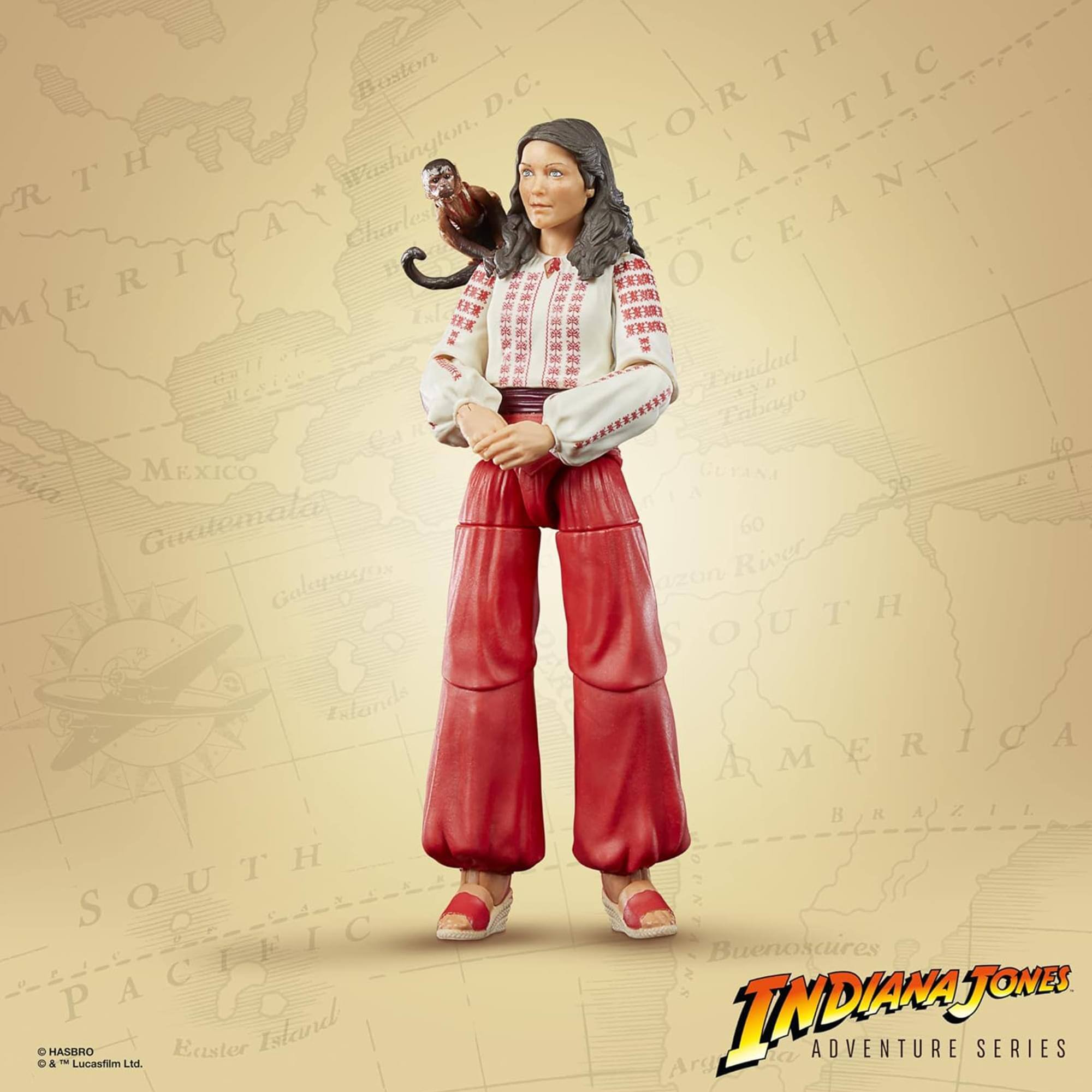 Boston  
Washington, D.C.  
Charleston  
Atlantic Ocean  
Mexico  
Guatemala  
Galapagos  
South America  
Brazil  
Buenos Aires  
Pacific Ocean  
Easter Island  
North Atlantic Ocean  
South Pacific Ocean  
Indiana Jones Adventure Series  
© Hasbro & © Lucasfilm Ltd.