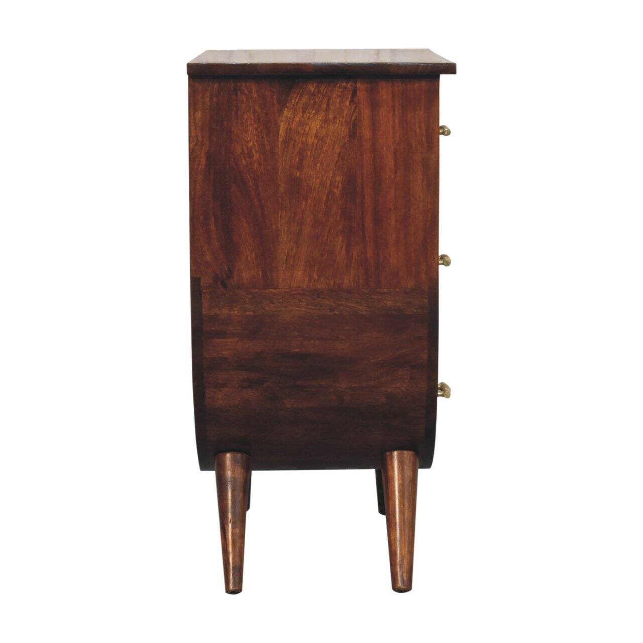 Alt View 6. Artisan Furniture - Artisan Furniture Solid Wood Agra Bedside, 3 Drawers, Nordic Legs, Dark Brown - Chestnut.
