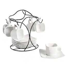 Gibson - Elite Gracious Dining 12 Piece 3.25 Ounce Ceramic Espresso Cup and Saucer Set - White