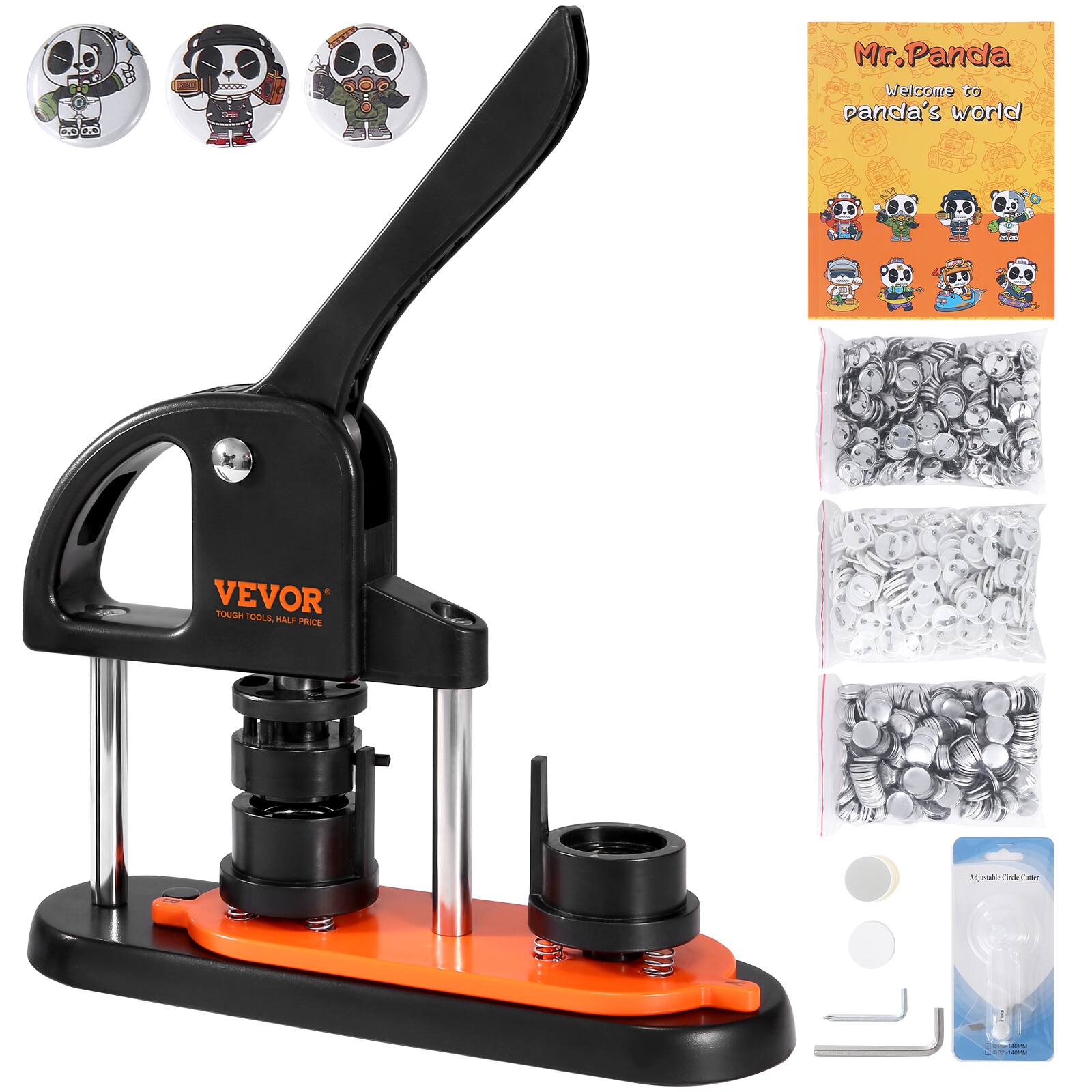 Mr. Panda  
Welcome to panda's world  

VEVOR  
TOUGH TOOLS. HALF PRICE  

Adjustable Circle Cutter