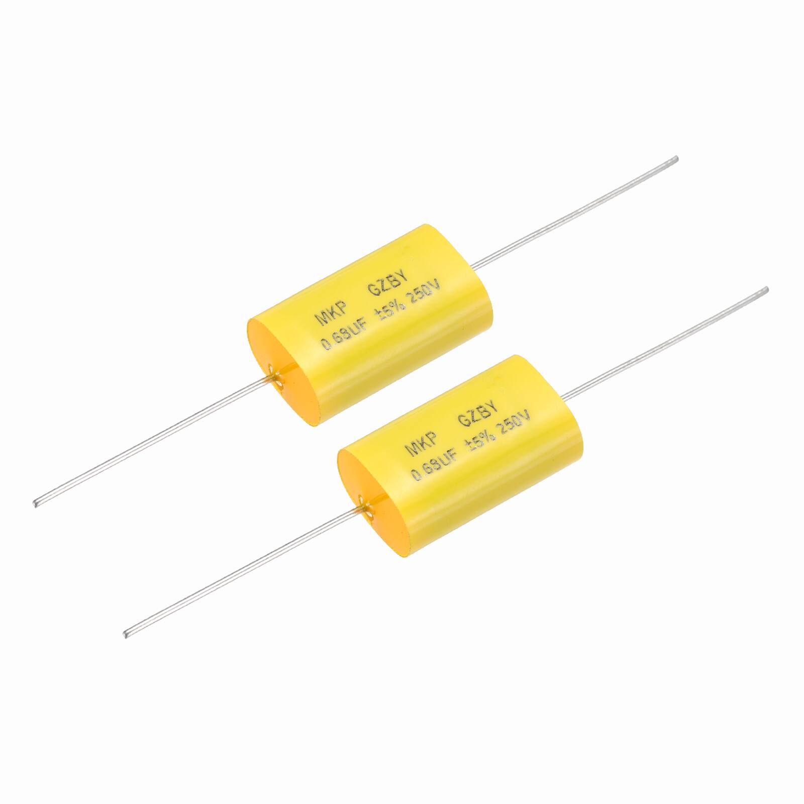 Unique Bargains - 2pcs 0.68uF Frequency Divider Capacitor, 250V Audio Speaker Crossover Non-Polarity Polypropylene MKP Film Capacitor - Yellow price history on PriceWatchPro