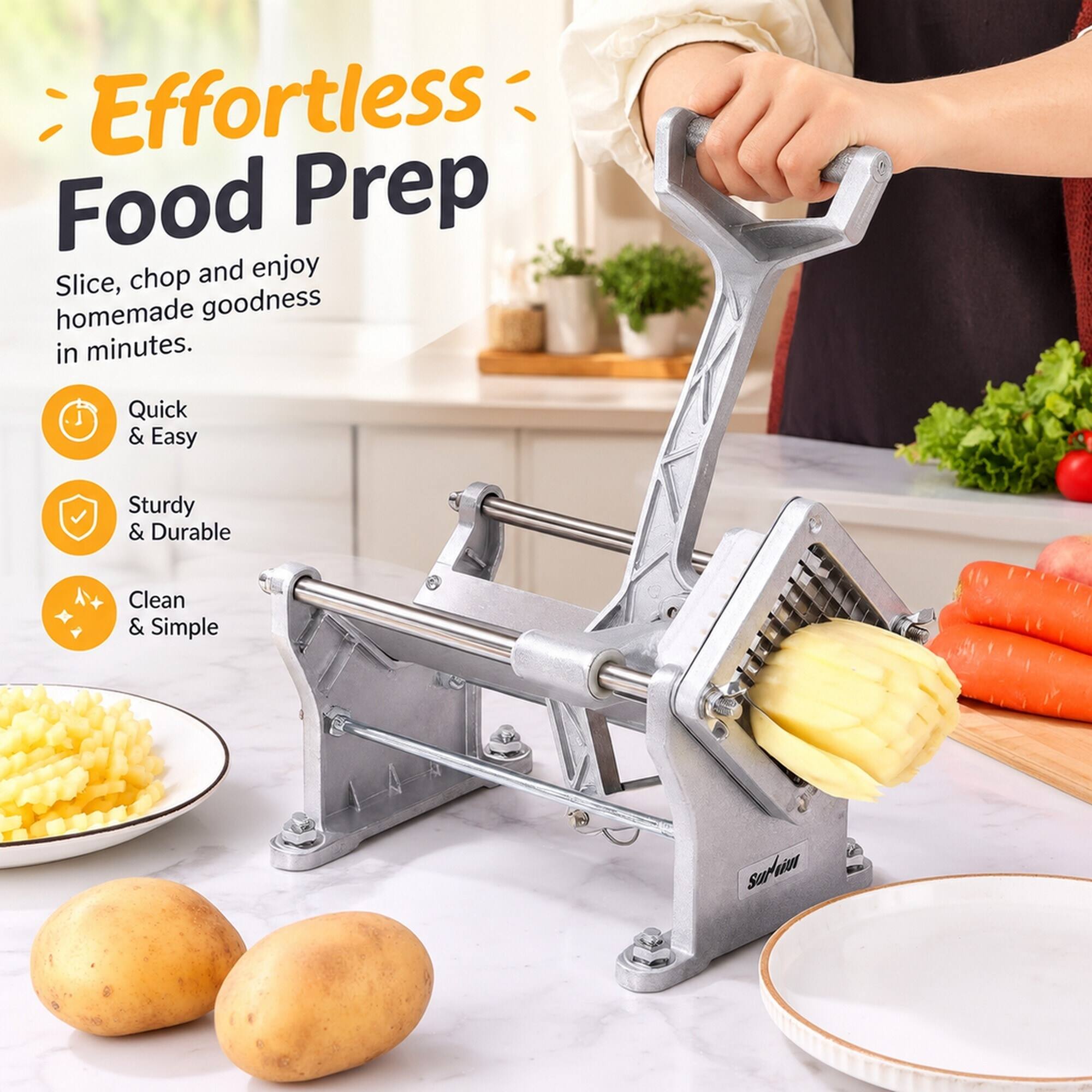 Effortless Food Prep  
Slice, chop and enjoy homemade goodness in minutes.  

Quick & Easy  
Sturdy & Durable  
Clean & Simple  

surin