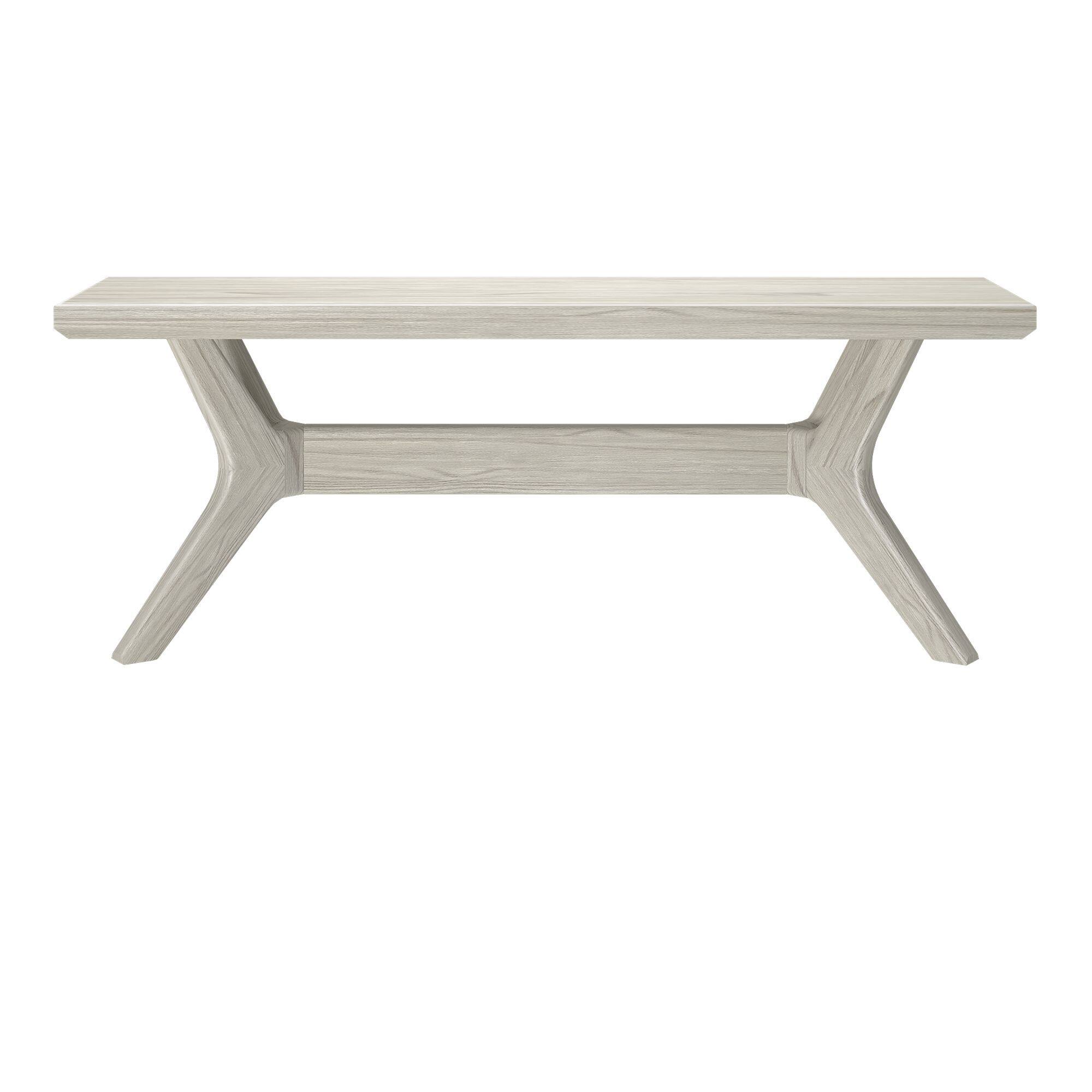Alt View 3. Plank+Beam - Cross Leg Dining Room Bench (48in / 1220mm), White Sand Wirebrush - White Sand Wirebrush.