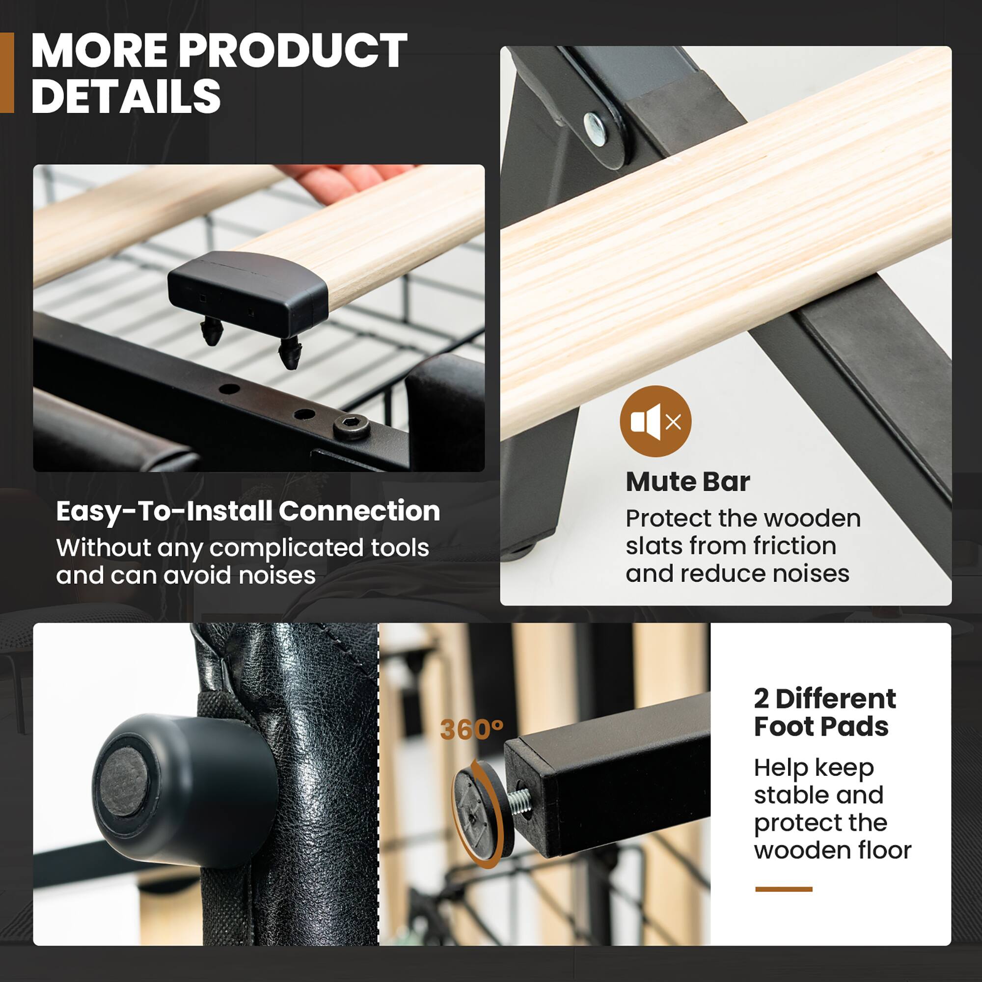 Alt View 7. Costway - Costway Full Upholstered Platform Bed w/ 4 Drawers PU Leather Button Tufted Headboard - Black.