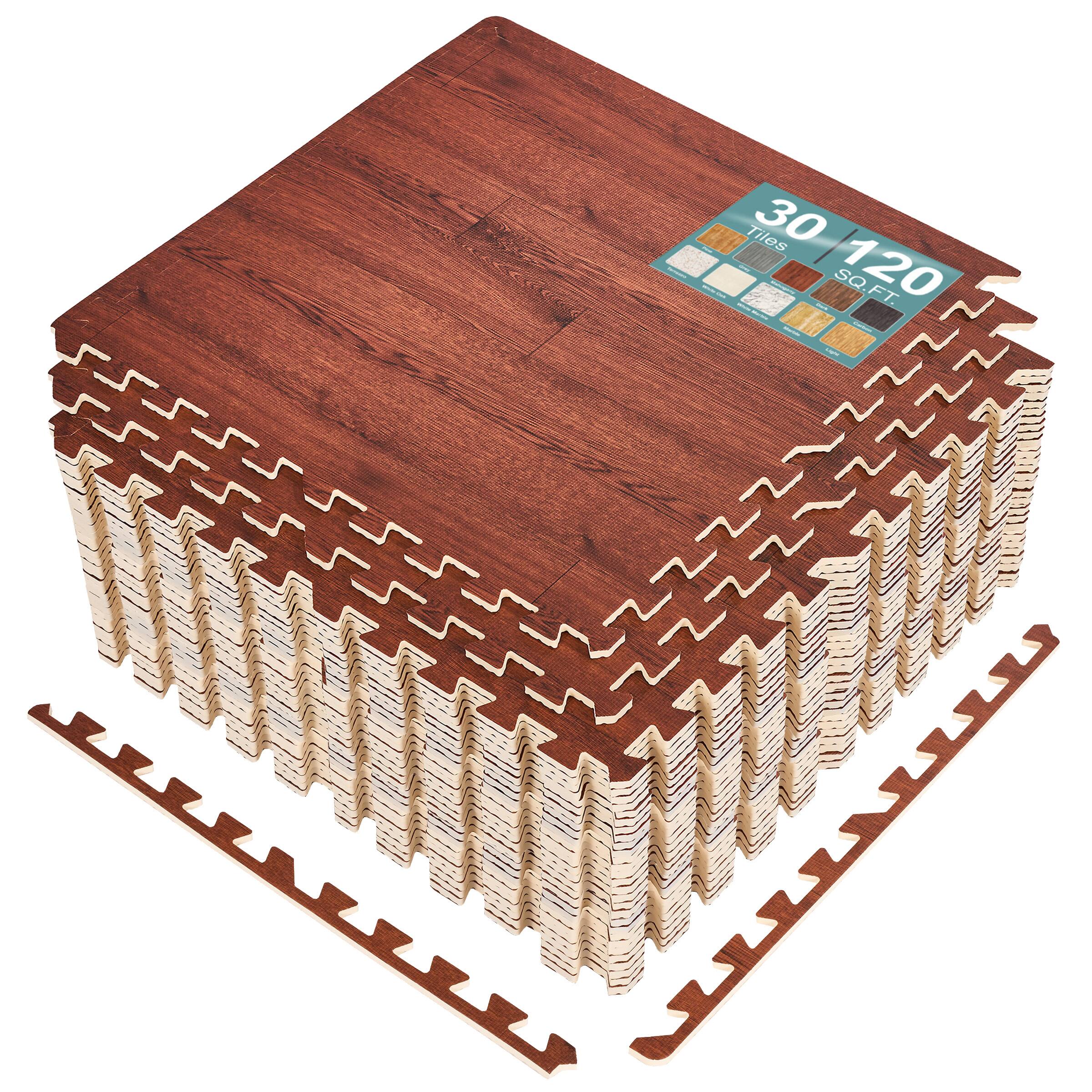 Sorbus - 3/8-Inch Thick 120 Sq. Ft. Wood Grain Floor Foam EVA Interlocking Mats Tiles w/ Borders - for Home, Trade Show - Mahogany price history on PriceWatchPro
