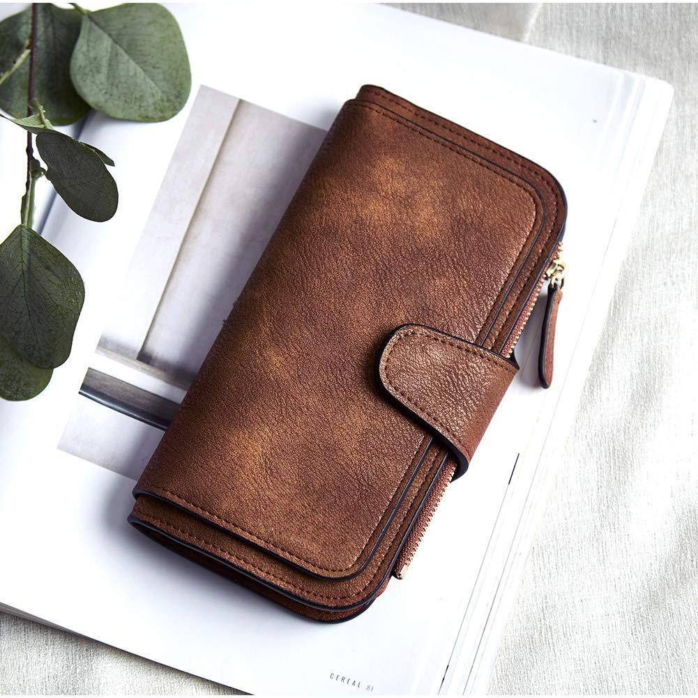 Alt View 4. Jadie Link - Wallet Women Leather Rfid Blocking Womens Bifold Card Holder Ladies Clutch Window Main Materialwomen wallet made high - 2 Two-toned Coffee.